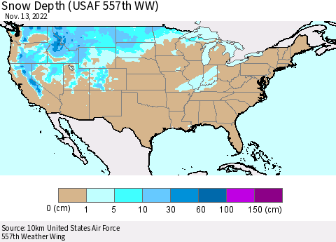 United States Snow Depth (USAF 557th WW) Thematic Map For 11/7/2022 - 11/13/2022
