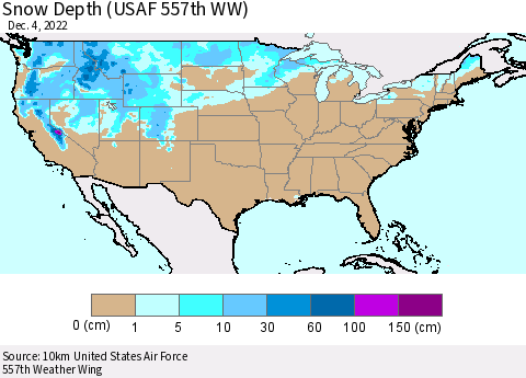 United States Snow Depth (USAF 557th WW) Thematic Map For 11/28/2022 - 12/4/2022