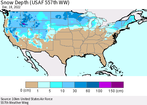 United States Snow Depth (USAF 557th WW) Thematic Map For 12/12/2022 - 12/18/2022
