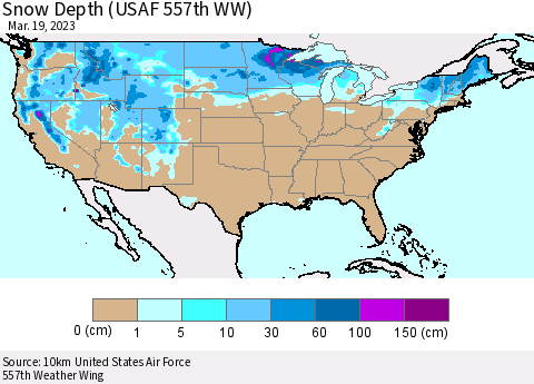 United States Snow Depth (USAF 557th WW) Thematic Map For 3/13/2023 - 3/19/2023