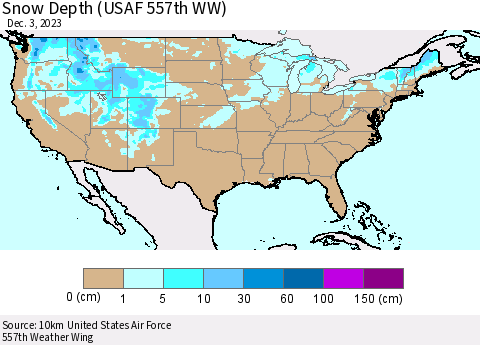 United States Snow Depth (USAF 557th WW) Thematic Map For 11/27/2023 - 12/3/2023