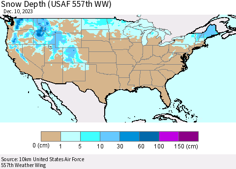 United States Snow Depth (USAF 557th WW) Thematic Map For 12/4/2023 - 12/10/2023