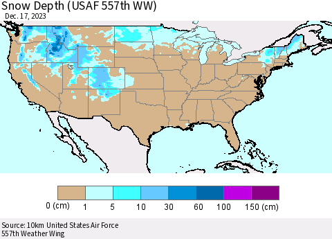 United States Snow Depth (USAF 557th WW) Thematic Map For 12/11/2023 - 12/17/2023