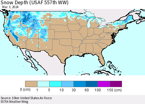 United States Snow Depth (USAF 557th WW) Thematic Map For 2/26/2024 - 3/3/2024