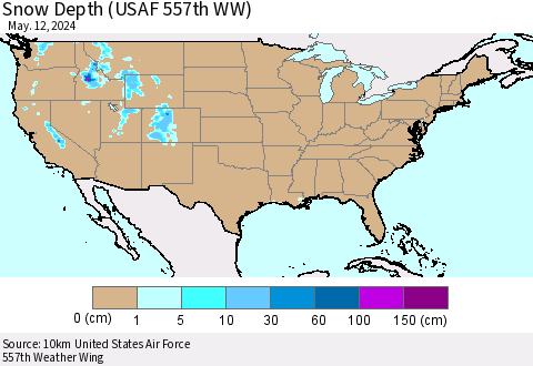 United States Snow Depth (USAF 557th WW) Thematic Map For 5/6/2024 - 5/12/2024