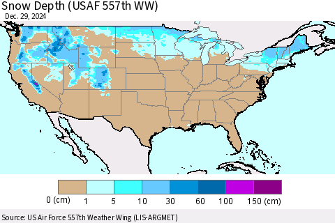 United States Snow Depth (USAF 557th WW) Thematic Map For 12/23/2024 - 12/29/2024