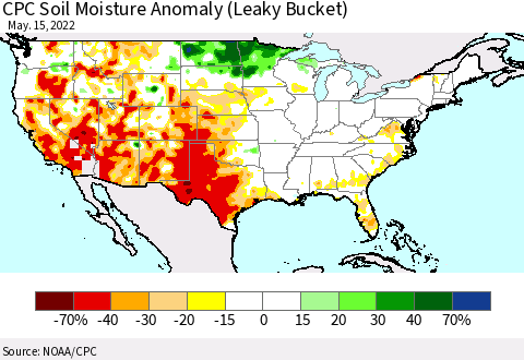 United States CPC Soil Moisture Anomaly (Leaky Bucket) Thematic Map For 5/11/2022 - 5/15/2022