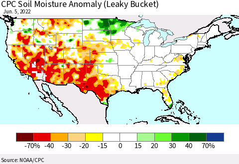 United States CPC Soil Moisture Anomaly (Leaky Bucket) Thematic Map For 6/1/2022 - 6/5/2022
