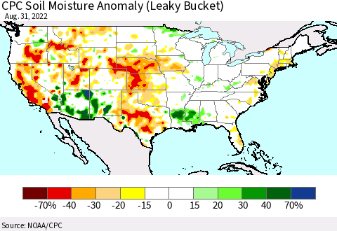 United States CPC Soil Moisture Anomaly (Leaky Bucket) Thematic Map For 8/26/2022 - 8/31/2022