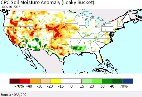 United States CPC Soil Moisture Anomaly (Leaky Bucket) Thematic Map For 9/6/2022 - 9/10/2022