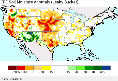 United States CPC Soil Moisture Anomaly (Leaky Bucket) Thematic Map For 11/1/2022 - 11/5/2022