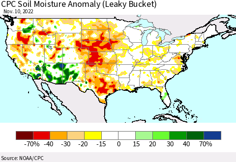 United States CPC Soil Moisture Anomaly (Leaky Bucket) Thematic Map For 11/6/2022 - 11/10/2022