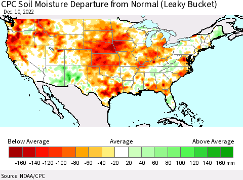 United States CPC Soil Moisture Anomaly (Leaky Bucket) Thematic Map For 12/6/2022 - 12/10/2022