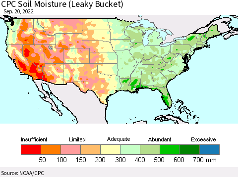 United States CPC Soil Moisture (Leaky Bucket) Thematic Map For 9/16/2022 - 9/20/2022