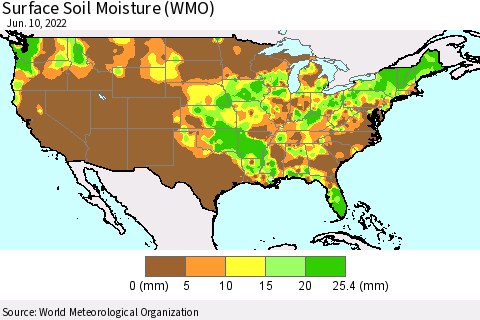 United States Surface Soil Moisture (WMO) Thematic Map For 6/6/2022 - 6/10/2022