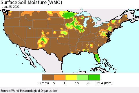 United States Surface Soil Moisture (WMO) Thematic Map For 6/21/2022 - 6/25/2022