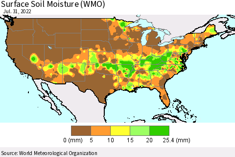 United States Surface Soil Moisture (WMO) Thematic Map For 7/26/2022 - 7/31/2022