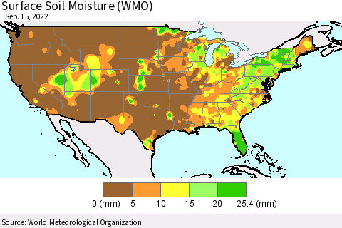 United States Surface Soil Moisture (WMO) Thematic Map For 9/11/2022 - 9/15/2022