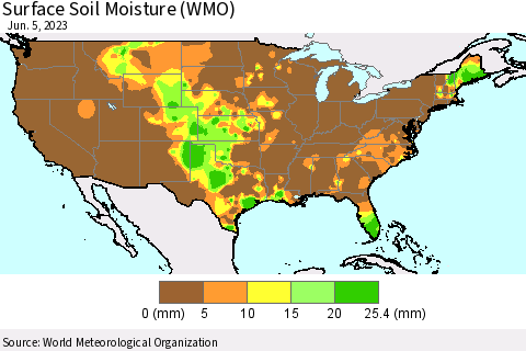United States Surface Soil Moisture (WMO) Thematic Map For 6/1/2023 - 6/5/2023