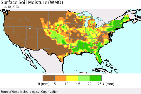 United States Surface Soil Moisture (WMO) Thematic Map For 7/6/2023 - 7/10/2023