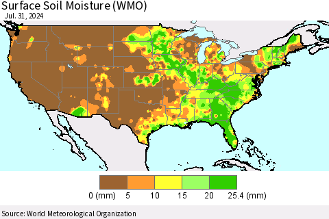 United States Surface Soil Moisture (WMO) Thematic Map For 7/26/2024 - 7/31/2024