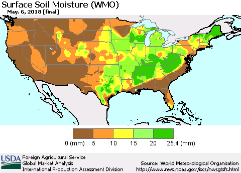 United States Surface Soil Moisture (WMO) Thematic Map For 4/30/2018 - 5/6/2018