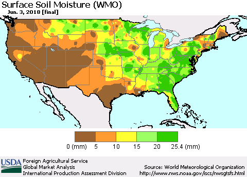 United States Surface Soil Moisture (WMO) Thematic Map For 5/28/2018 - 6/3/2018