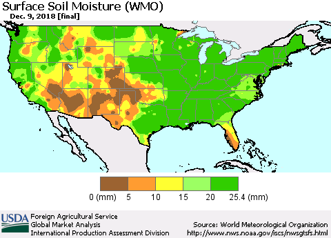 United States Surface Soil Moisture (WMO) Thematic Map For 12/3/2018 - 12/9/2018