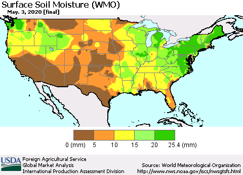 United States Surface Soil Moisture (WMO) Thematic Map For 4/27/2020 - 5/3/2020