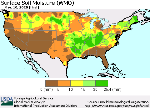 United States Surface Soil Moisture (WMO) Thematic Map For 5/4/2020 - 5/10/2020
