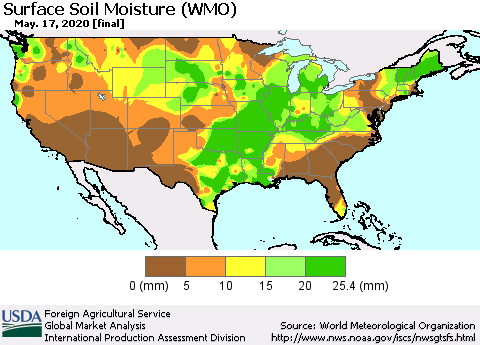 United States Surface Soil Moisture (WMO) Thematic Map For 5/11/2020 - 5/17/2020