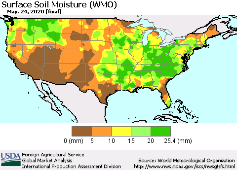 United States Surface Soil Moisture (WMO) Thematic Map For 5/18/2020 - 5/24/2020