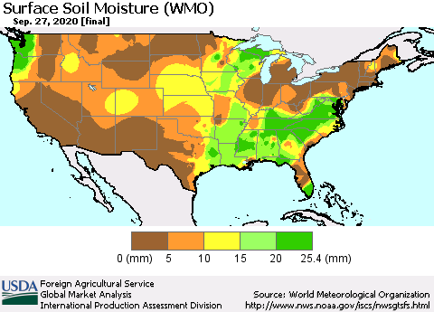 United States Surface Soil Moisture (WMO) Thematic Map For 9/21/2020 - 9/27/2020