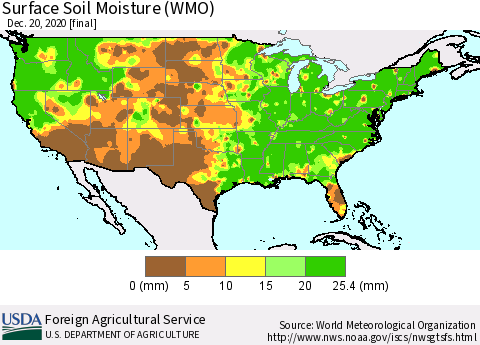 United States Surface Soil Moisture (WMO) Thematic Map For 12/14/2020 - 12/20/2020