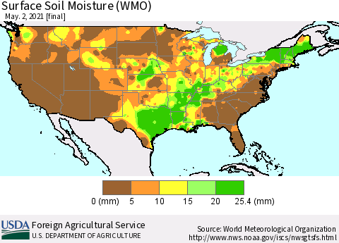 United States Surface Soil Moisture (WMO) Thematic Map For 4/26/2021 - 5/2/2021