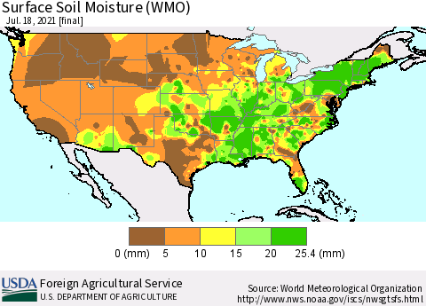 United States Surface Soil Moisture (WMO) Thematic Map For 7/12/2021 - 7/18/2021