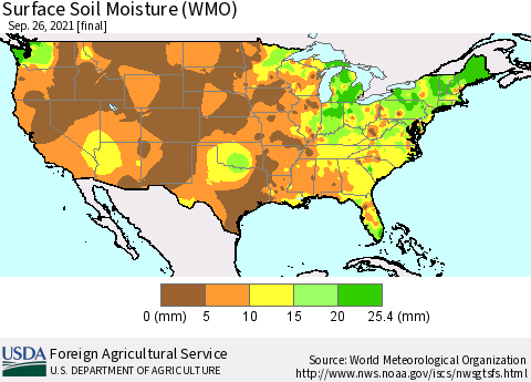 United States Surface Soil Moisture (WMO) Thematic Map For 9/20/2021 - 9/26/2021