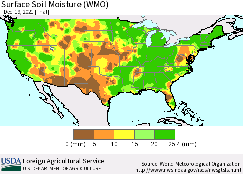 United States Surface Soil Moisture (WMO) Thematic Map For 12/13/2021 - 12/19/2021