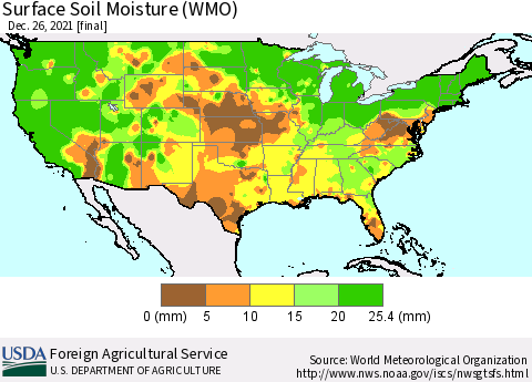 United States Surface Soil Moisture (WMO) Thematic Map For 12/20/2021 - 12/26/2021