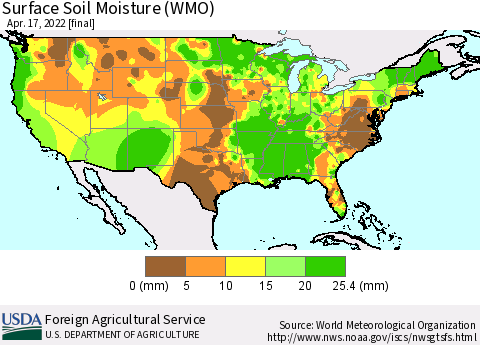 United States Surface Soil Moisture (WMO) Thematic Map For 4/11/2022 - 4/17/2022
