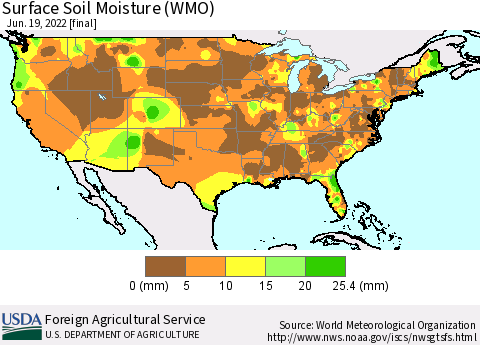 United States Surface Soil Moisture (WMO) Thematic Map For 6/13/2022 - 6/19/2022