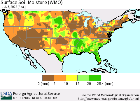 United States Surface Soil Moisture (WMO) Thematic Map For 6/27/2022 - 7/3/2022
