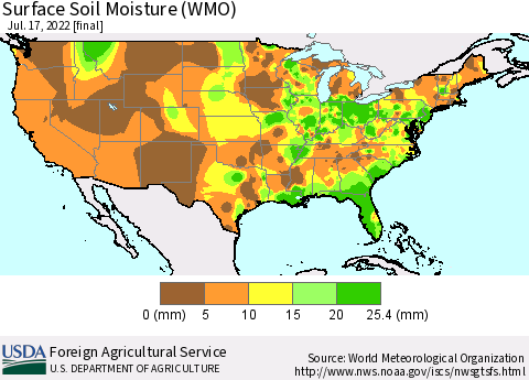 United States Surface Soil Moisture (WMO) Thematic Map For 7/11/2022 - 7/17/2022
