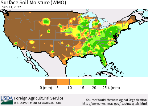 United States Surface Soil Moisture (WMO) Thematic Map For 9/5/2022 - 9/11/2022