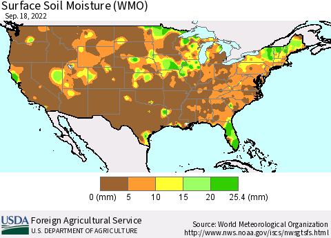 United States Surface Soil Moisture (WMO) Thematic Map For 9/12/2022 - 9/18/2022