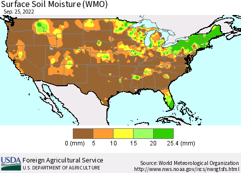 United States Surface Soil Moisture (WMO) Thematic Map For 9/19/2022 - 9/25/2022