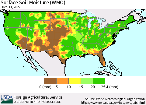 United States Surface Soil Moisture (WMO) Thematic Map For 12/5/2022 - 12/11/2022