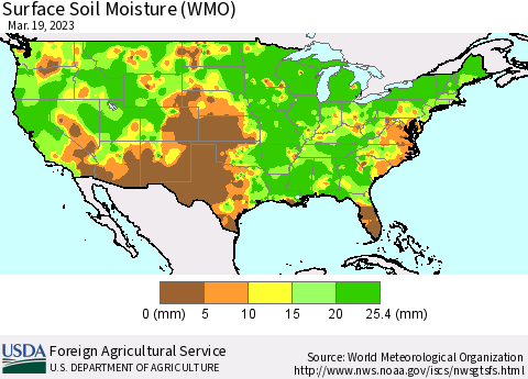 United States Surface Soil Moisture (WMO) Thematic Map For 3/13/2023 - 3/19/2023