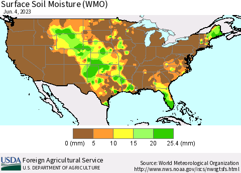 United States Surface Soil Moisture (WMO) Thematic Map For 5/29/2023 - 6/4/2023