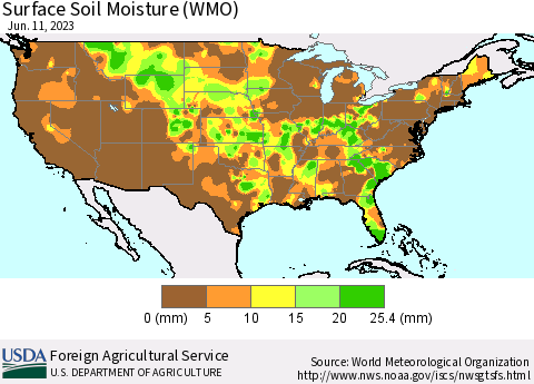 United States Surface Soil Moisture (WMO) Thematic Map For 6/5/2023 - 6/11/2023